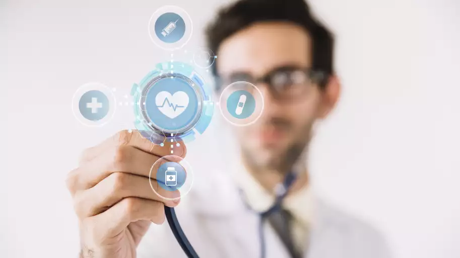 medical-banner-with-doctor-holding-stethoscope 1